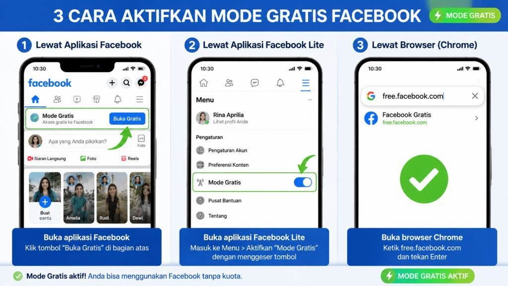 Cara Aktifkan Mode Gratis Facebook